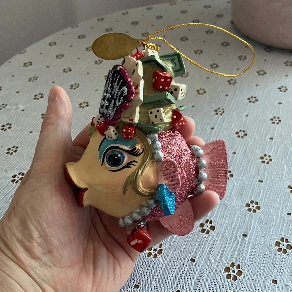 Katherine's Collection Pink and Gold Fish Ornament